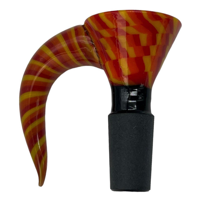 SkyGlass - Swirl Horn Bowl 14mm - Red/Yellow/Orange