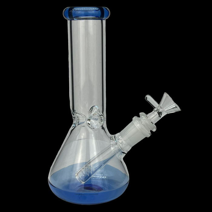 Hypnotized Glass - 8” Mini Beaker W/ Color Base - Light Blue
