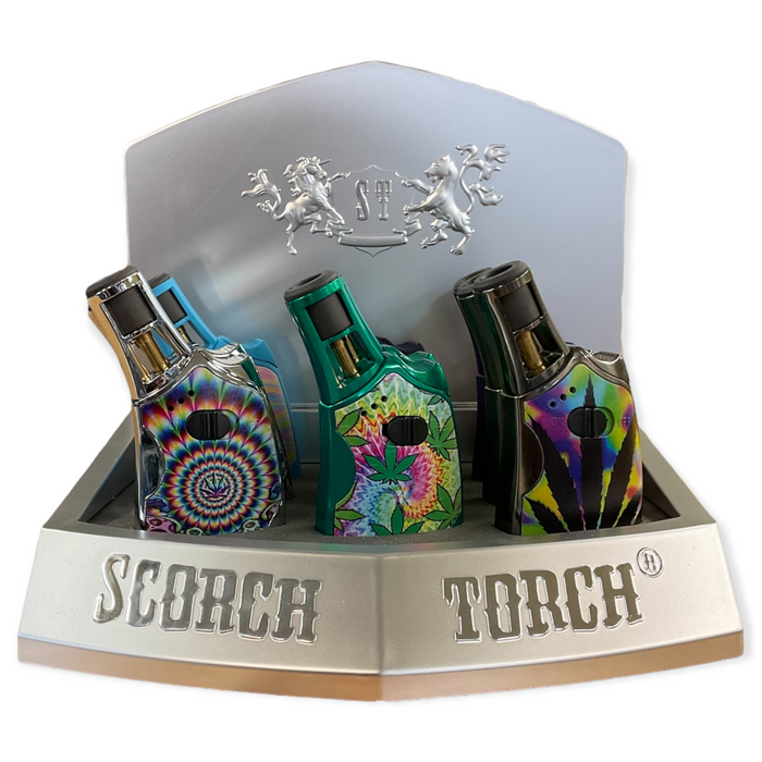Scorch Torch - Turbo CC Torch w/Hold Button - Leaf & Psychedelic Design