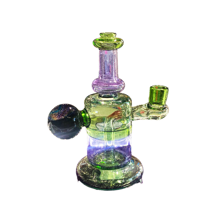 ET Glass Blue, Green & Purple Rig W/Magnified Marble